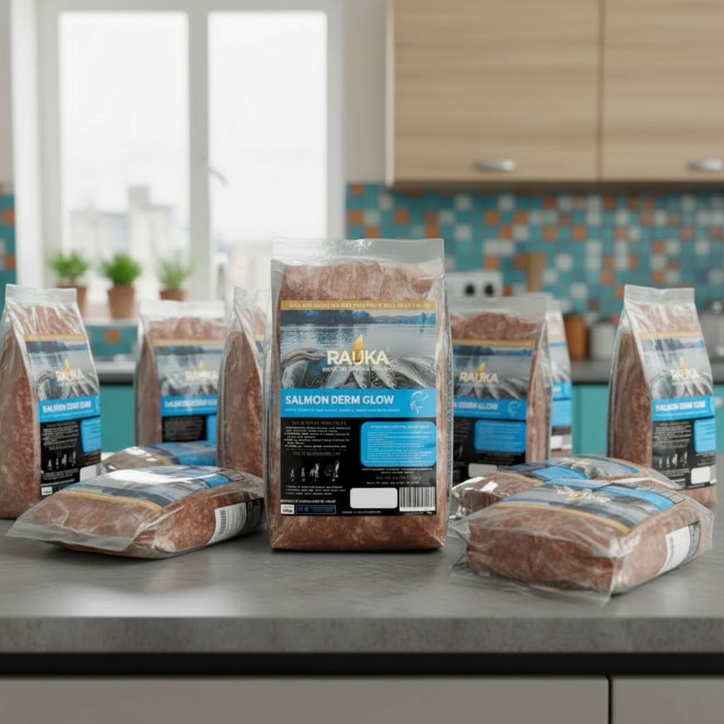 Dieta Barf Salmón Derm-Glow Pack 1 Kg - Rauka